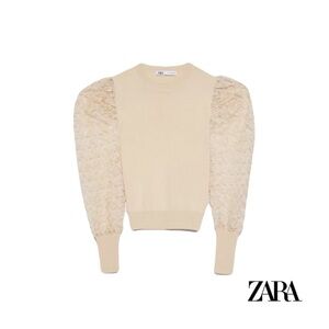 “NEW” Zara Tulle Sleeve Sweater